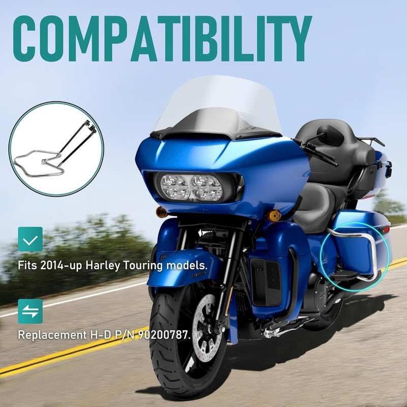MoKitDora Touring Rear Saddlebag Bracket Guard Bars Compatible with 2014-up Harley Street Road Glide Electra Glide Road King, Chrome - Image 2